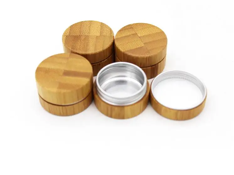 

10g bamboo Bottle cosmetic cream jar Refillable Empty Bamboo Cream Jar with Aluminum inner comsetics jar packaging SN415