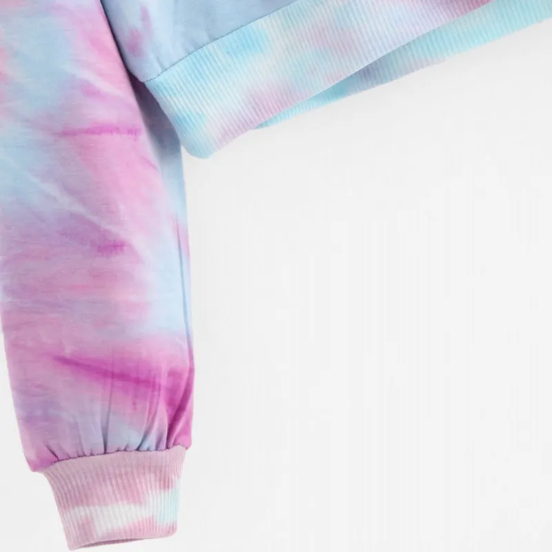 

New Korean Kpop Womens Crop Top Hooded Sweatshirt Colorful Printed Long Sleeve Female Hip Hop Pullover Cropped Tops Cap