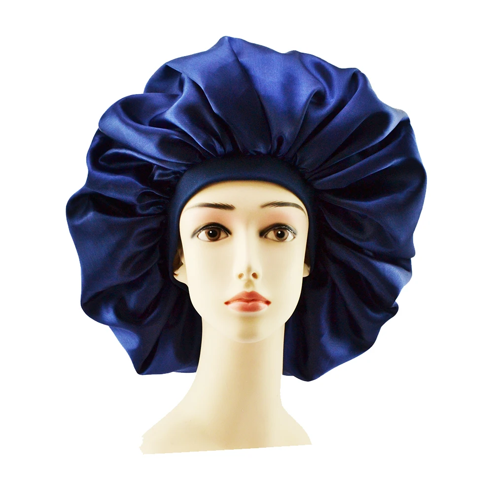 

New Fashion Big Size Satin Silk Bonnet Sleep Night Cap Head Cover Bonnet Hat For Curly Springy Hair