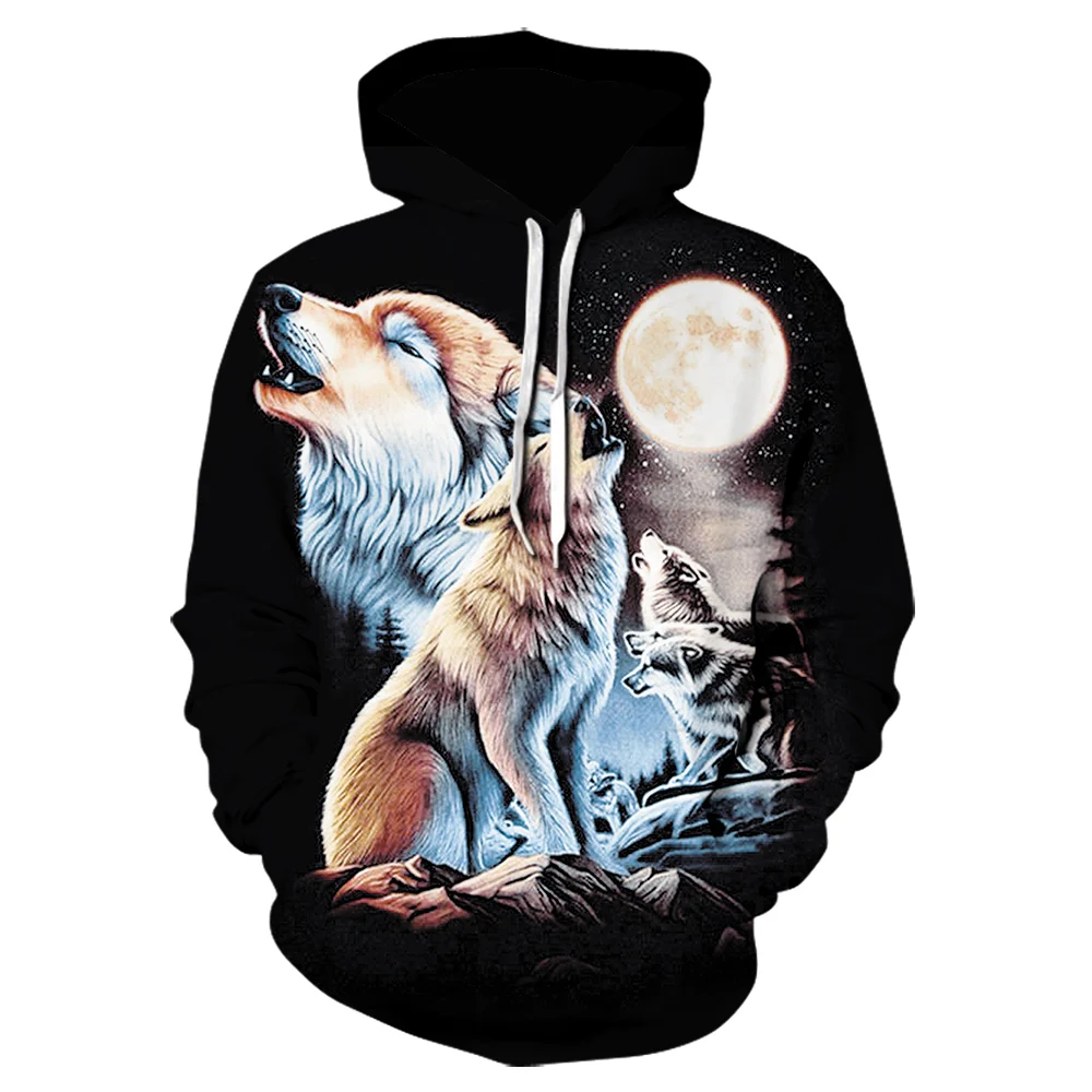 

2021 spring and autumn men's hoodie 3d printing wolf head sweatshirt fashion street hip hop clothing long sleeve jacket