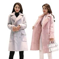 winter women jackets long sleeve warm coat parka female portable outwear cotton liner fashion collar clothes lamb hair coat