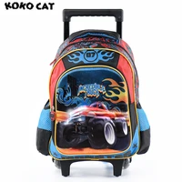 koko cat cartoon 3d kids children school trolley bag racing car bags boys bookbag school trolley bag for teens boys student bag