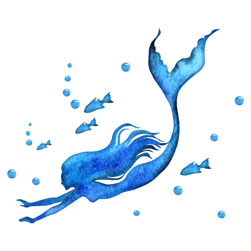 Настенные стикеры Bule Mermaid для ванной комнаты водонепроницаемые фотообои из ПВХ