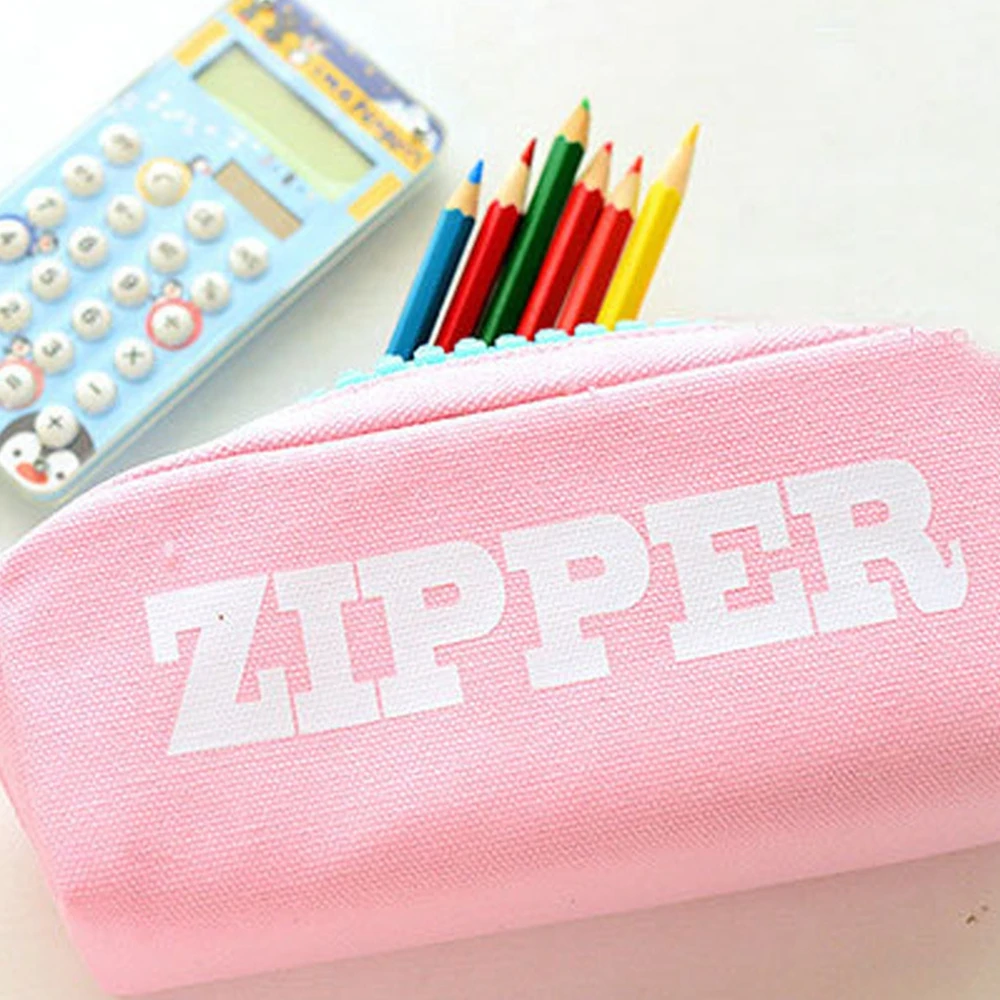 Креативный чехол для карандаша на большой молнии холщовый футляр ручек милый