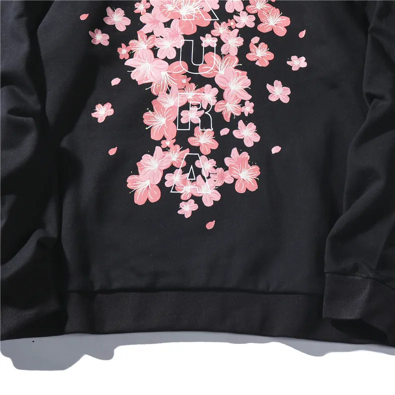 

Winter Men Sakura Floral Print HipHop Hoodie Oversized Sweatshirt Autumn Harajuku Streetwear Couple Pullover Loose Hipster Top