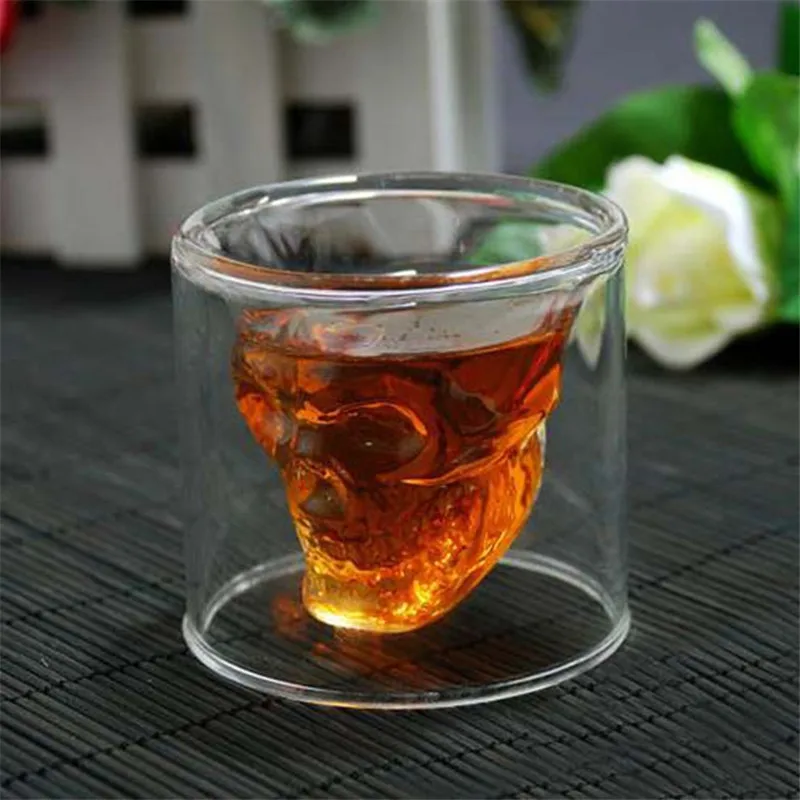 

Skull Head Wine Glass Skull Head Wine Glass Mug Crystal Beer Whiskey Shot Double Glass Cup Vodka Drinking Bar Club Beer Wine