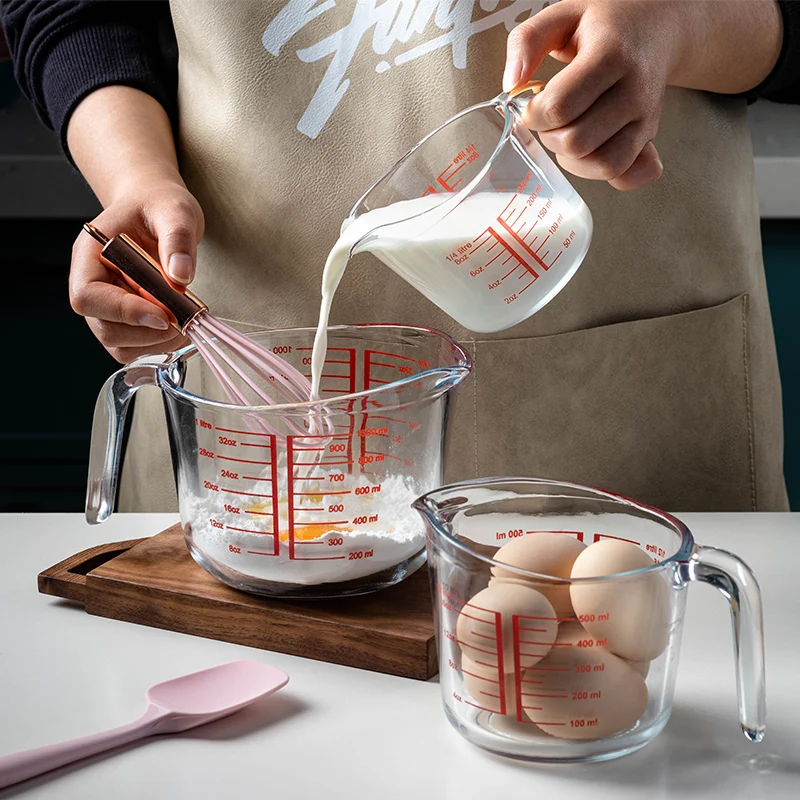 

OZ Glass Measuring Cup Set Home Baking Tool Microwave Oven Safe 250/500/1000ml High Quality Kitchen Clear Measuring Cup Milk Oil