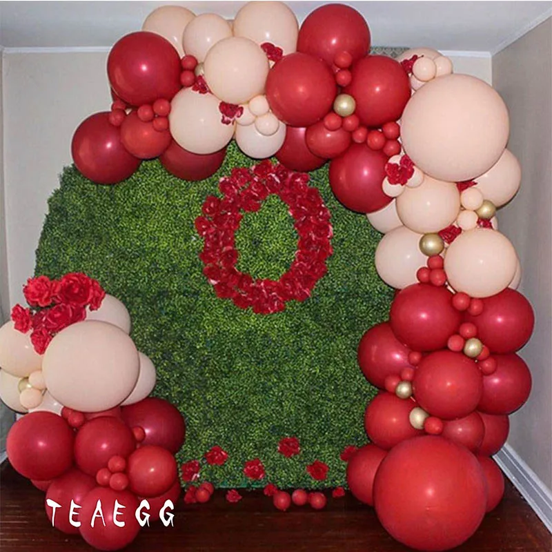 107 шт Красный персик цветной воздушный шар гирлянда арочный комплект воздушные