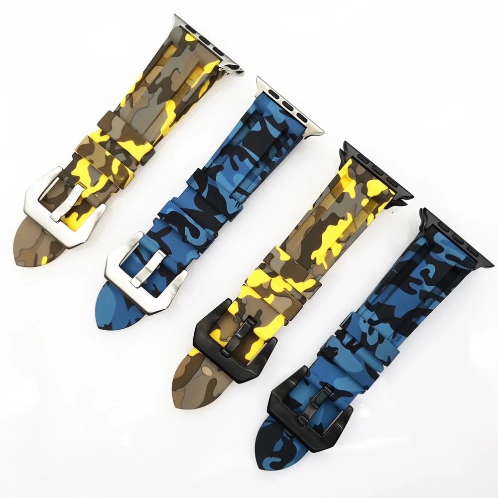 

Camouflage Silicone Watch Band for Apple Watch 42/44mm 38/40mm Watch Strap Bracelet for iWatch Series 6 SE 5 4 3 2 1