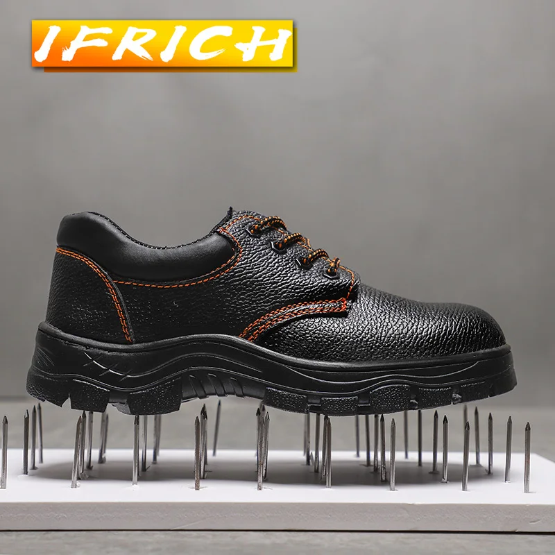 

Popular Men Leather Sneakers Black Man Working Safety Shoes Good Quality Walking Shoes For Mens Steel Toe Mens Footwear