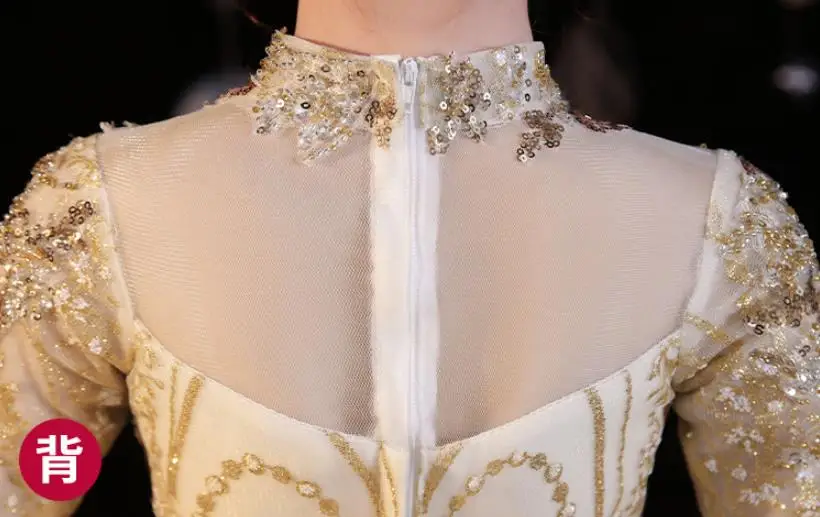 

High-End Children Sequines Mesh Stitching Evening Gown Kids Catwalk Birthday Party Princess Trailing Dress For Girl L865