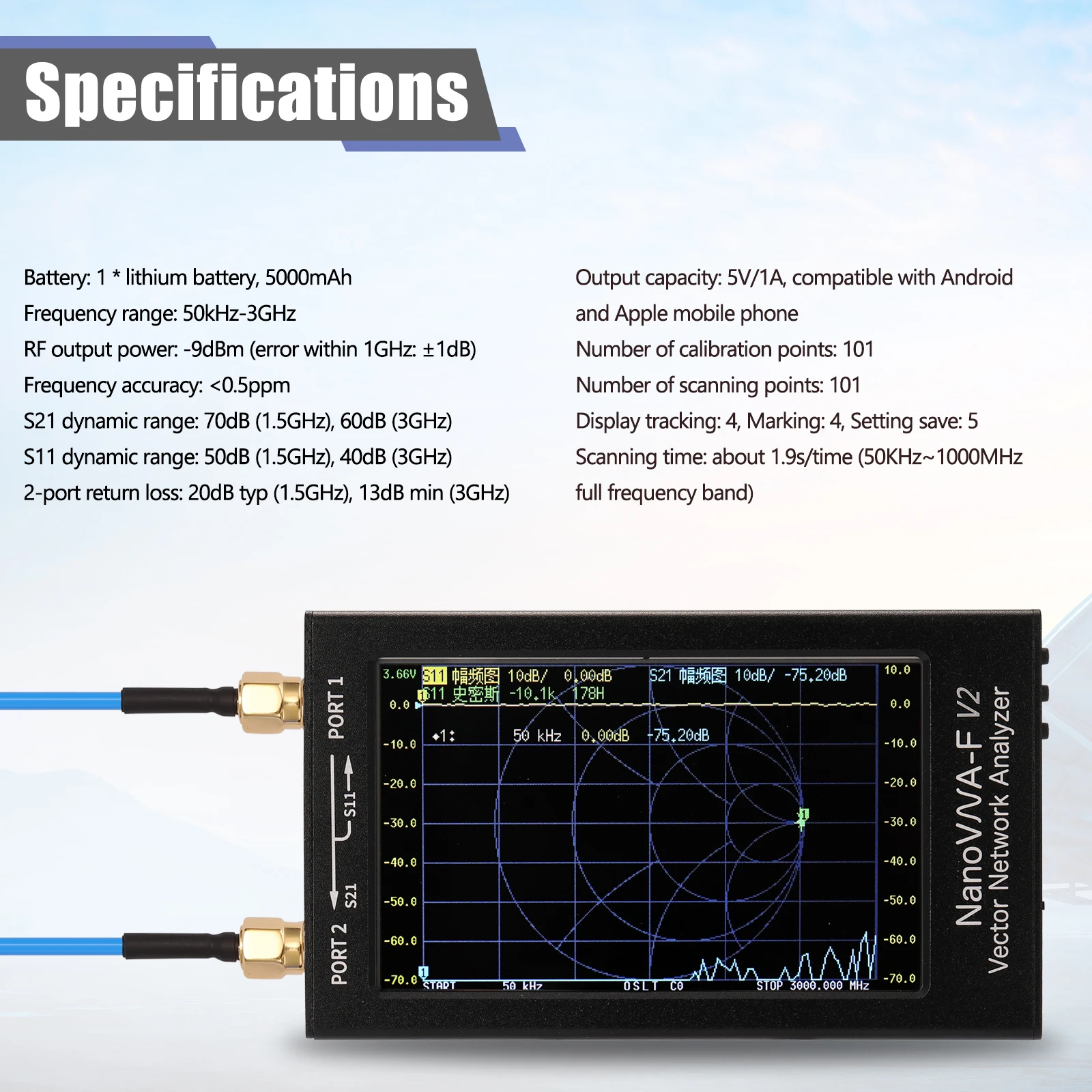 NanoVNA-F V2 4 3 дюймов IPS ЖК-дисплей Дисплей вектор сетевой анализатор S-A-A-2 антенны