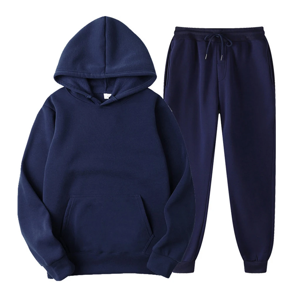 

YOUTHUP Brand Solid Color Casual Men Sets Autumn 2021 New Men's Hoodies + Pants Two-Piece Tracksuit Trendy Male Sportswear