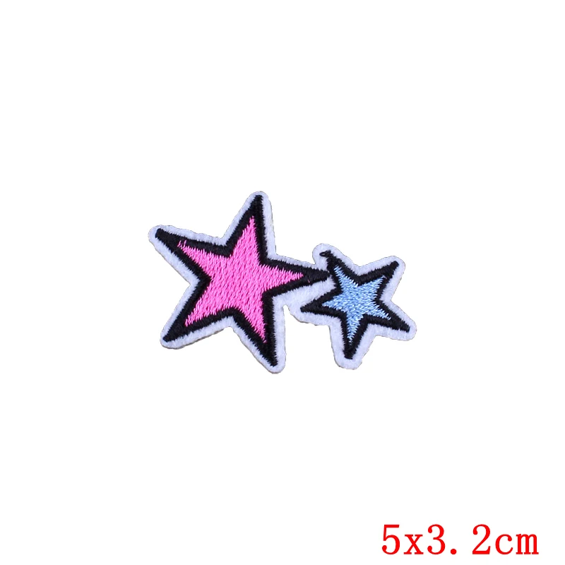 Prajna Cute Stars Patches DIY Colorful Ironing Patch For Clothing Heart Embroidery Applique Badge Kids Stickers Decor F | Дом и сад