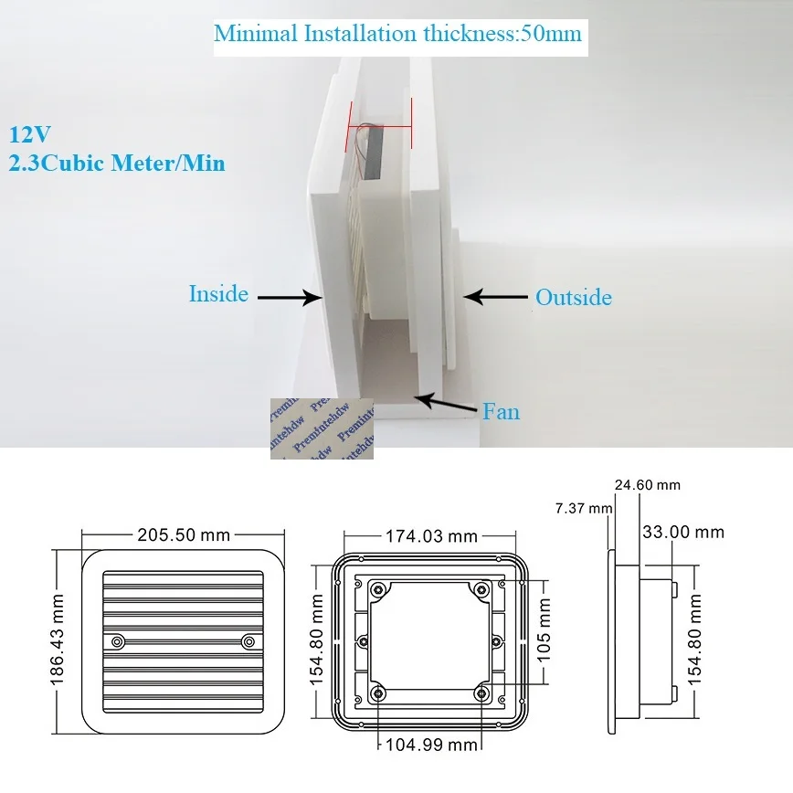 Цвет: белый черный с боковым креплением на стену устанавливаемое вентиляционное