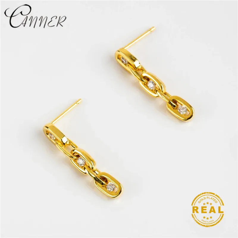 Женские Висячие серьги CANNER модные длинные с цирконием и цепочкой в стиле панк из