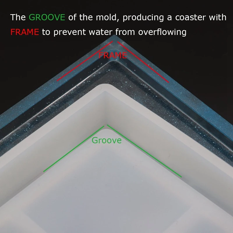 

8 Pcs Diy Coaster Silicone Mold, Include 4 Pcs Square, 4 Pcs Hexagon,Bottom Bracket Prevents Deformation, Molds For Casting With