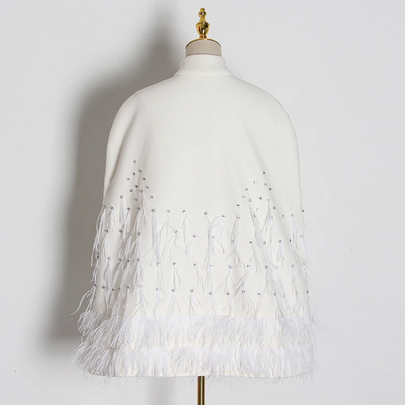 

VGH Patchwork Tassel Diamond Jacket For Women Turtleneck Long Sleeve With Sashes Feathers Casual Tops Female 2020 Fall Fashion