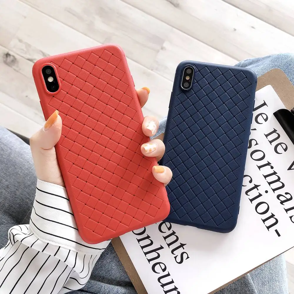 KISSCASE Grid Weave Pattern Phone Case For Oneplus 7 Pro Funda for One Plus 6 6t Luxury Ultra Thin Soft Back Cover Coque |