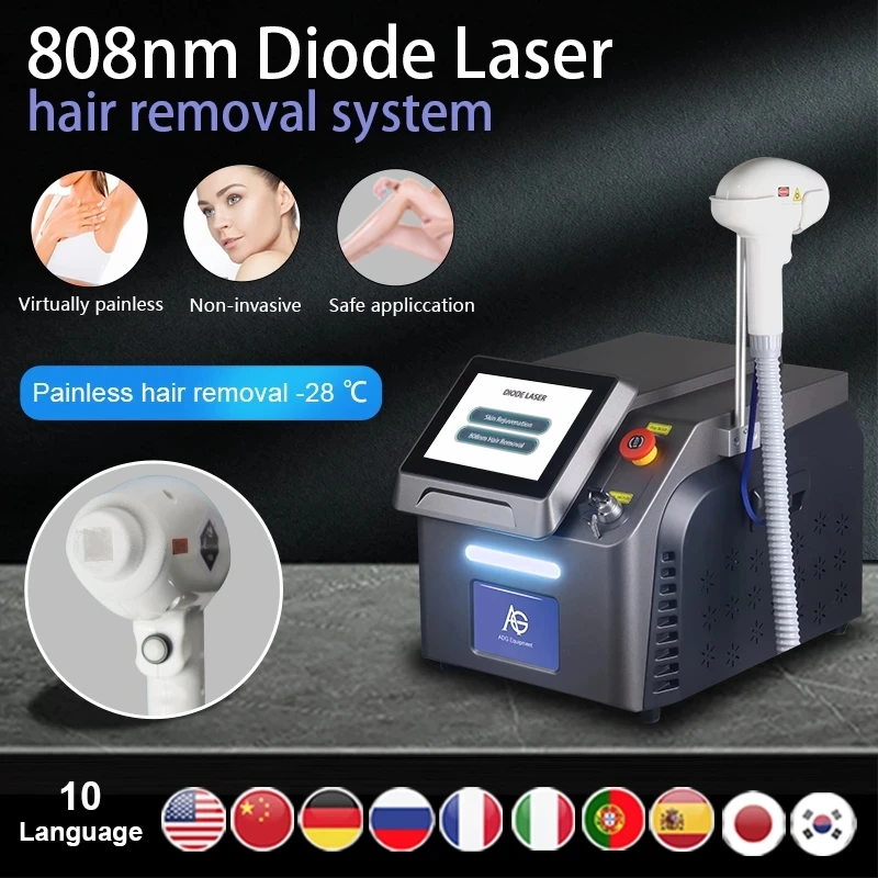 

Free Shipping 2021 Latest 808NM Diode Laser Painless Efficient Professional Permanent Hair Removal Beauty Machine