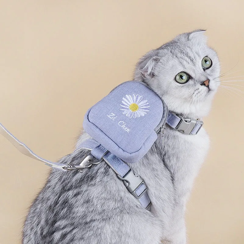 

Шлейка и поводок для собак, с милым рисунком, для путешествий, для кошек, рюкзак для котят, щенков, вентилируемый, удобный аксессуар для собак