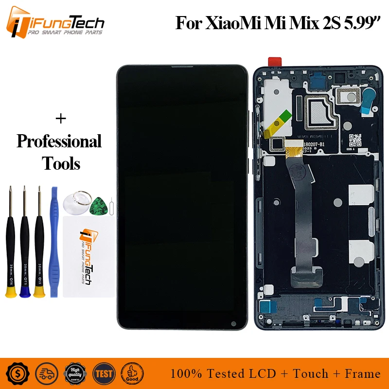 Дисплей с сенсорным экраном для Xiaomi Mi Mix 2S, сборка дигитайзера 100% новая, 5.99". Для ЖК-дисплея с рамкой.