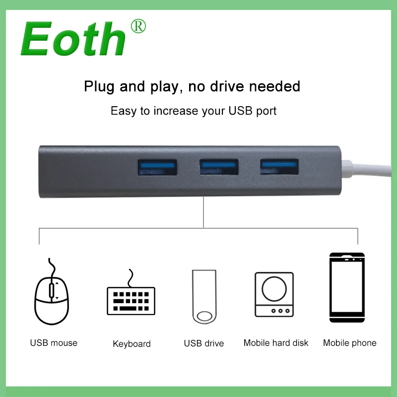 3 порта USB3.0 концентратор type C до 1000 Мбит/с Ethernet LAN RJ45 кабель адаптер Сетевая карта