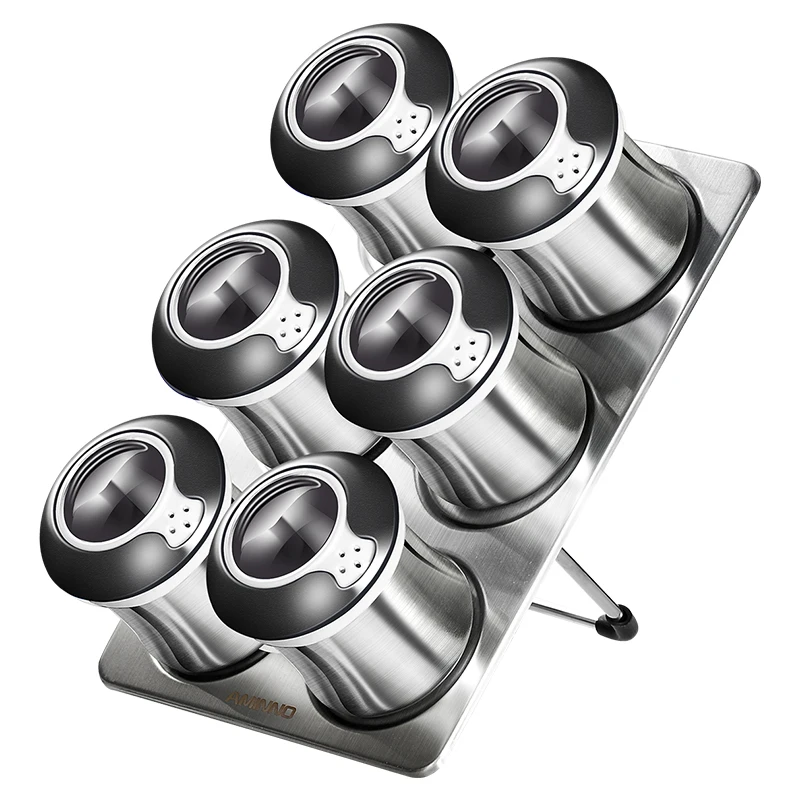 AMINNO дозатор пряностей из нержавеющей стали Набор банок для приправ 6 шт. шейкеры