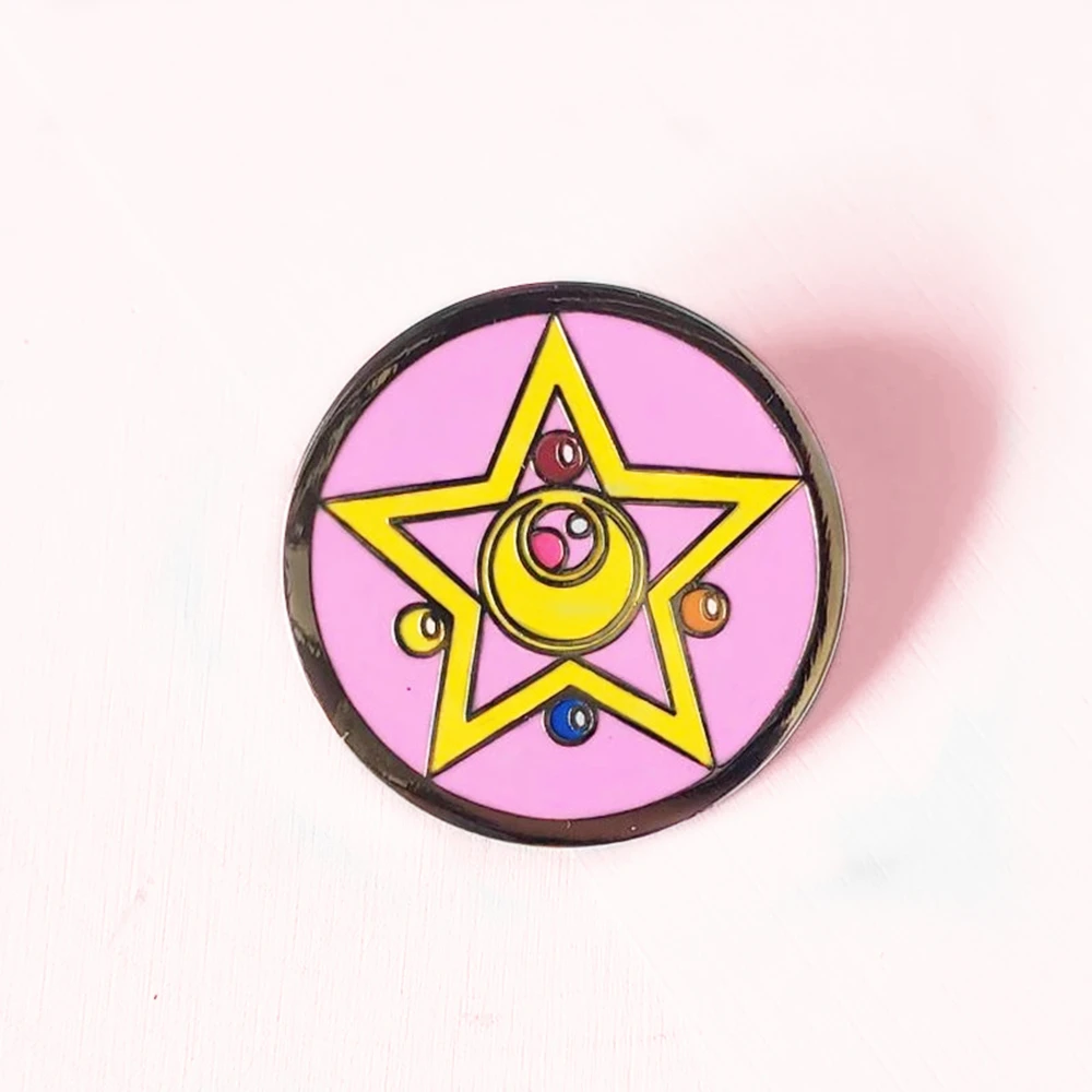 

Sailor Moons Anime Hard Enamel Pin Pentagram Magic Backpack Lapel Pins Medal Brooch Jewelry
