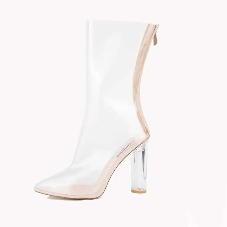 

Summer new PVC transparent thick high heeled high heeled Sandals Size