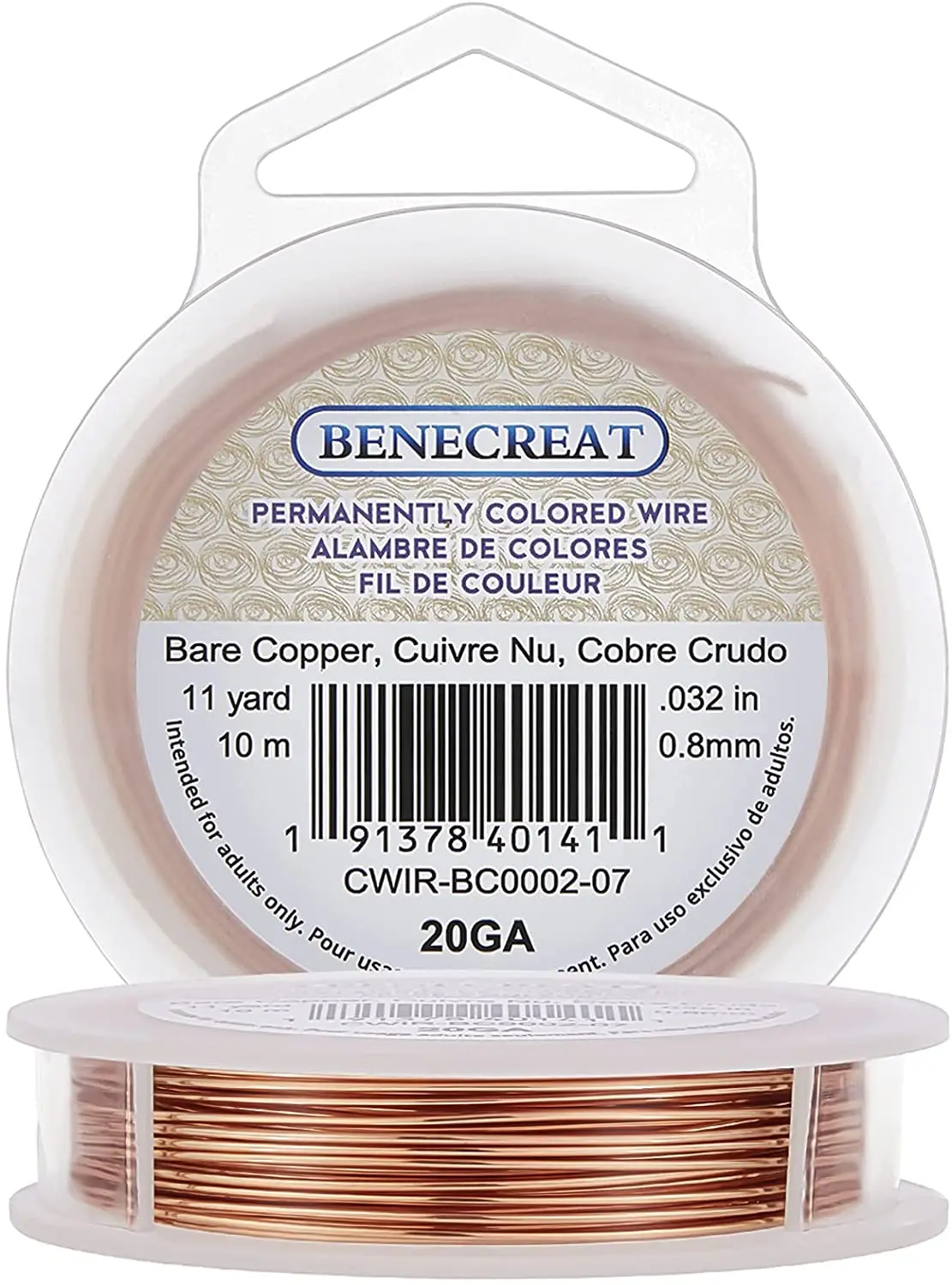 

1Roll Copper Wire for Jewelry Making Long-Lasting Plated Raw(Unplated) 20 Gauge 0.8mm about 33 Feet(11 yards)/roll