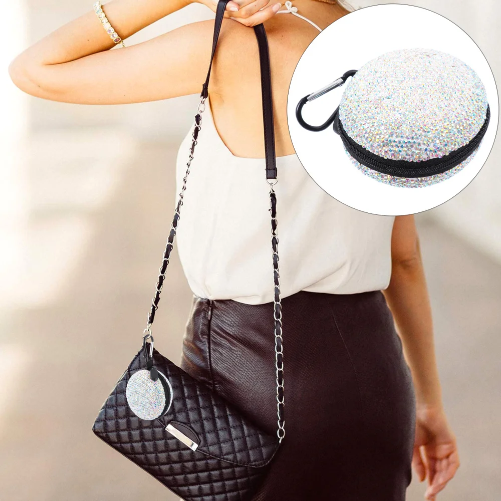 

1Pc Rhinestone Studded Earphone Box Data Cables Storage Box Earphone Organizer