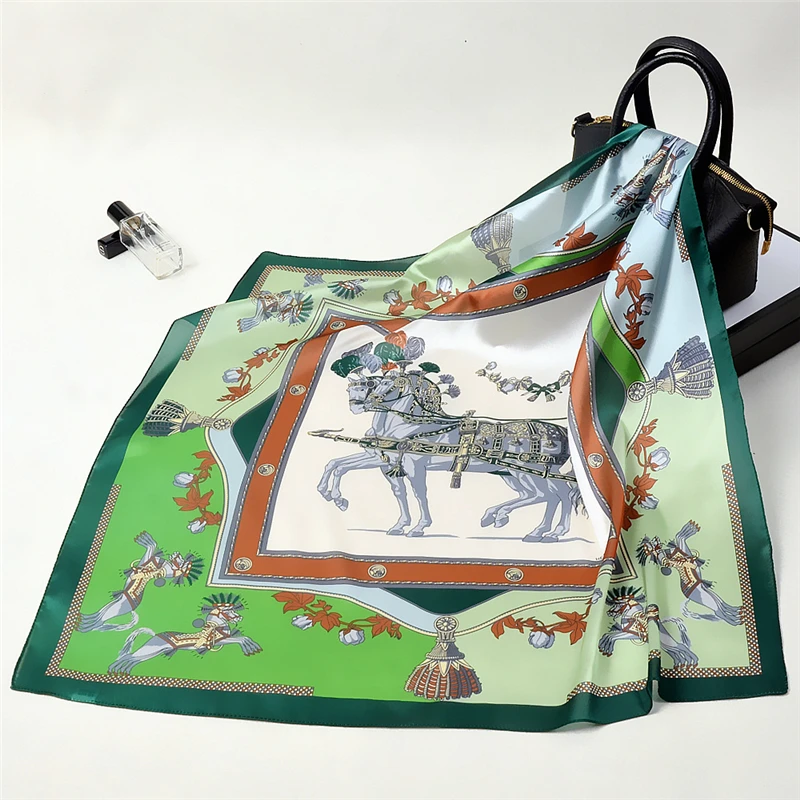 

Spring New Style Square Scarf Ladies Silk Scarf Fashion Hair Band Horse Print Kerchief Handkerchief Shawl R4