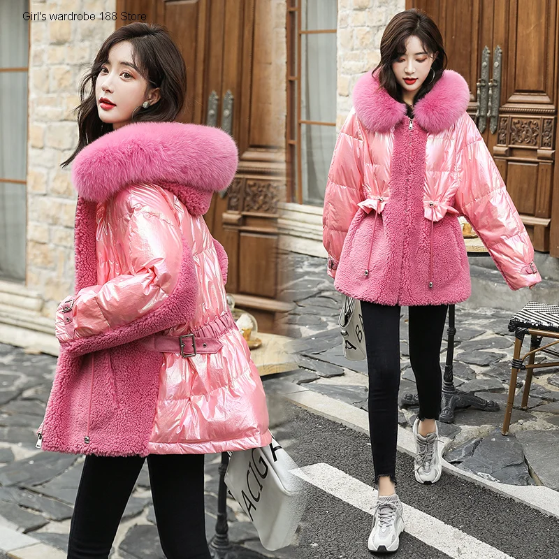 

Женская короткая пуховая куртка на хлопковом наполнителе, облегающая новая зимняя одежда, корейская мода, маленькая прошивка из овечьей ше...