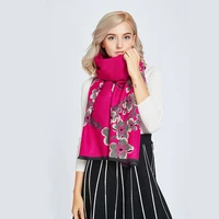 2019 new autumn and winter plum blossom print women scarf ladies thick warm double sided cashmere scarf elegant shawl pashmina