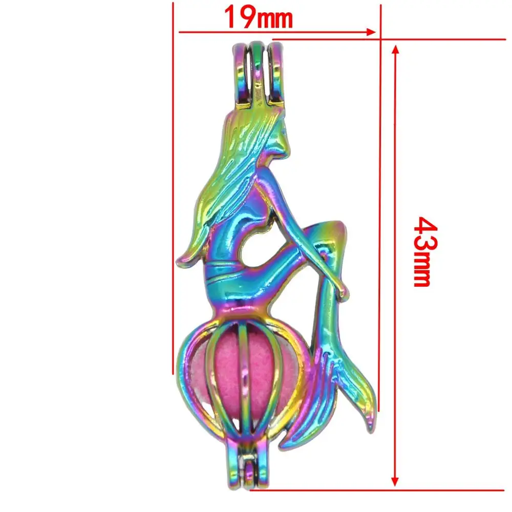 REYOW 5 шт. Радужный цвет русалка жемчуг бисера клетки медальон кулон Духи Эфирное