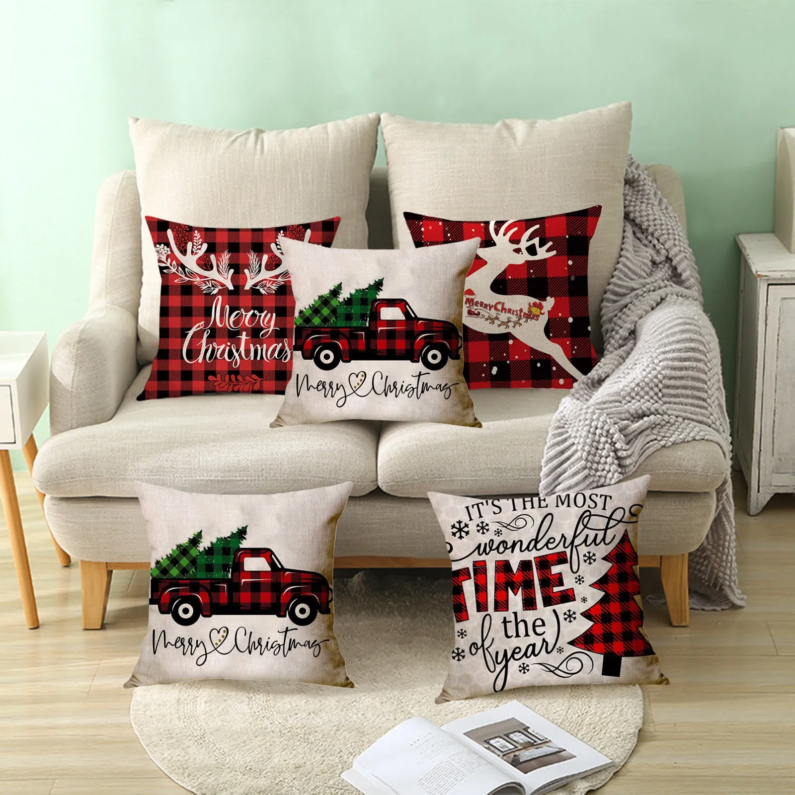 Домашний Рождественский Декор Чехлы пережила Семья Наволочка декоративная