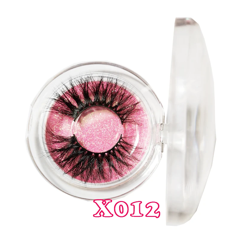 X012-Round box 25 мм макияж ресницы 3D норковые ресницы Заказные Ресницы упаковка пушистые крест накрест драматические норковые Накладные ресницы ручной работы 66 - Цвет: X012-Round box