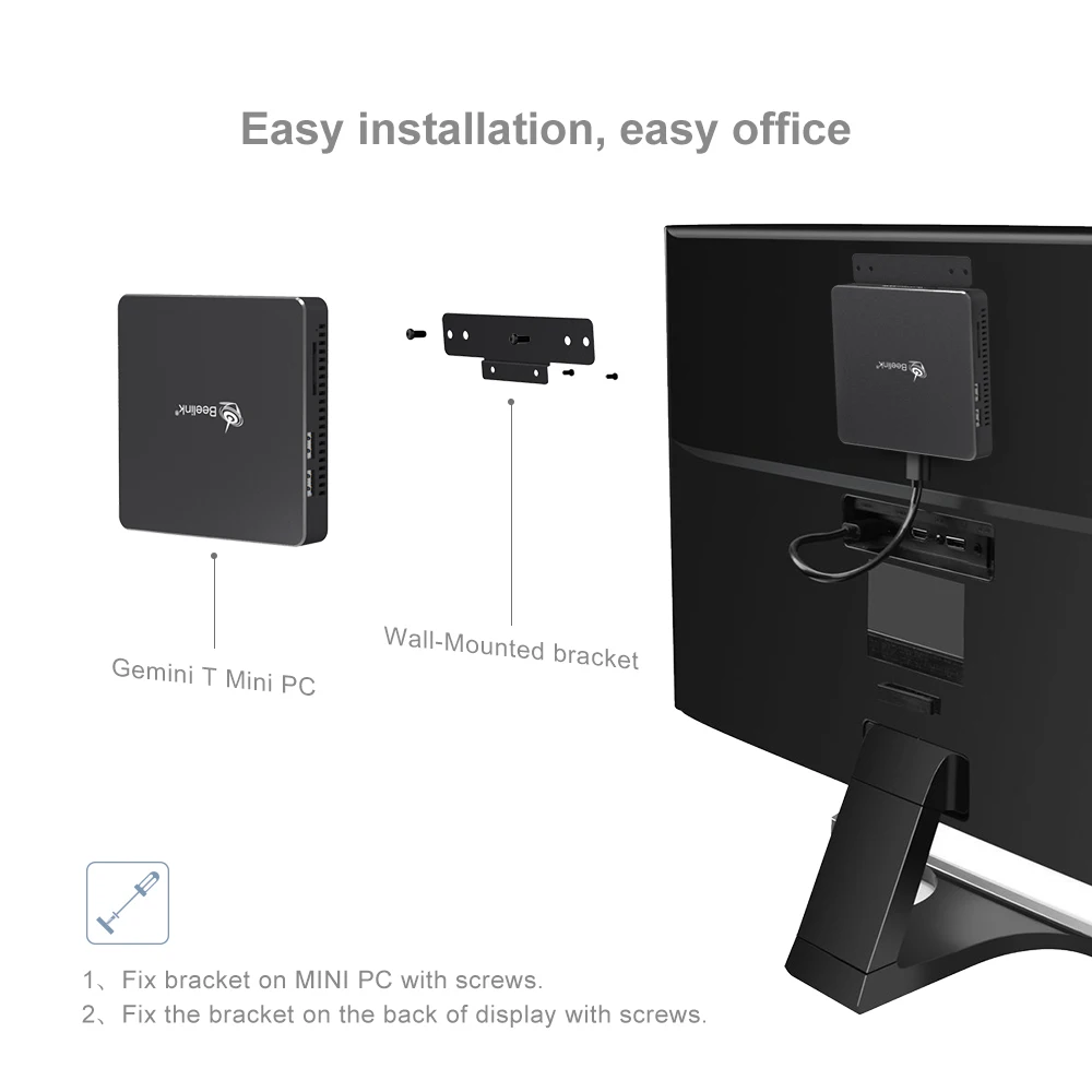 Beelink T34 Windows 10 Мини ПК процессор Intel J3455 8 Гб 256 ГБ 4K медиаплеер 2 4G и 5 8G Wifi BT4.0 Windows10 Gemini