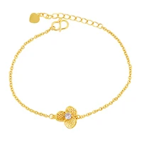 daily wear simple 24k gold petal pendant korean vintage women girls bracelets lady bangle chains wedding jewelry mother gifts
