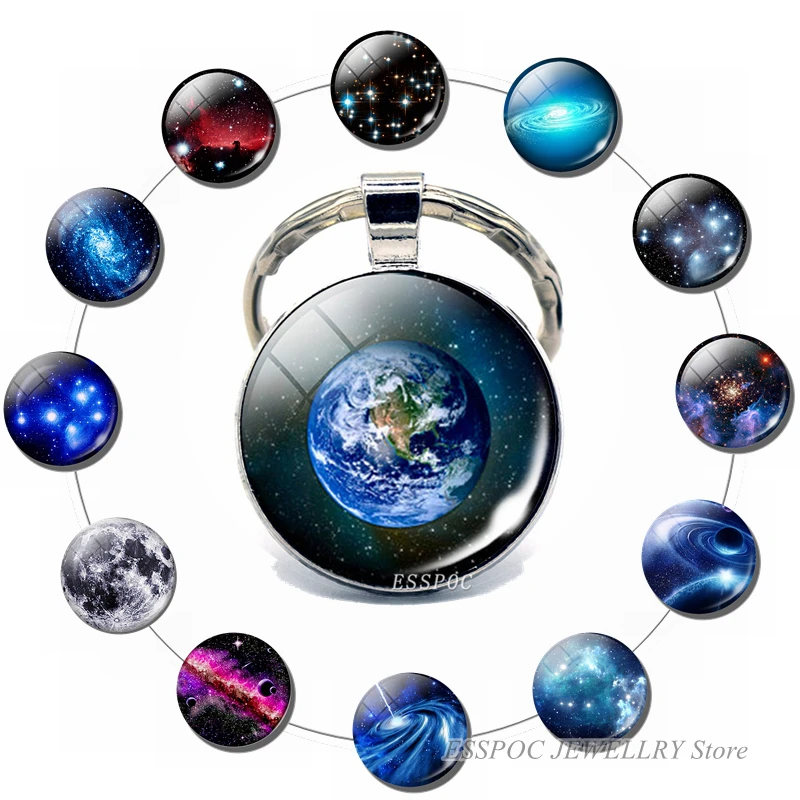 Цепочка для ключей с подвеской в виде Земли Луны звезд планеты|Брелоки| |