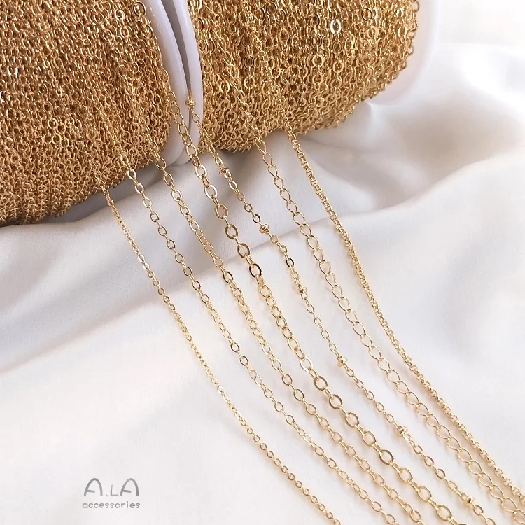 

1Meter/Set Color-preserving 14K Gold-Plated Gold Thin Chain Tassel O-Chain Extension Necklace Bracelet Material DIY Accessories
