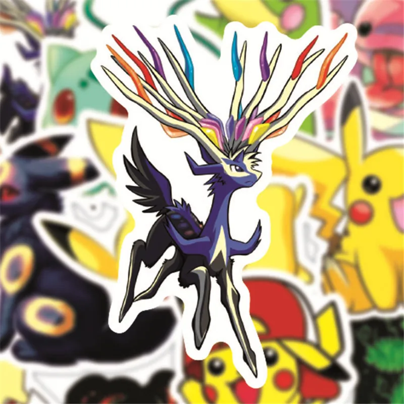 50 pcs different pokemons pikachu stickers for luggage skateboard phone laptop moto bicycle wall guitar waterproof sticker toys free global shipping