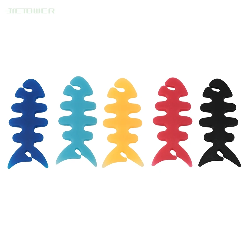 

High Quality Silicone Fish Bone Headphone Earphone Cord Wire Rubber Cable Winder Holder Data Cable Organizer 3000PCS