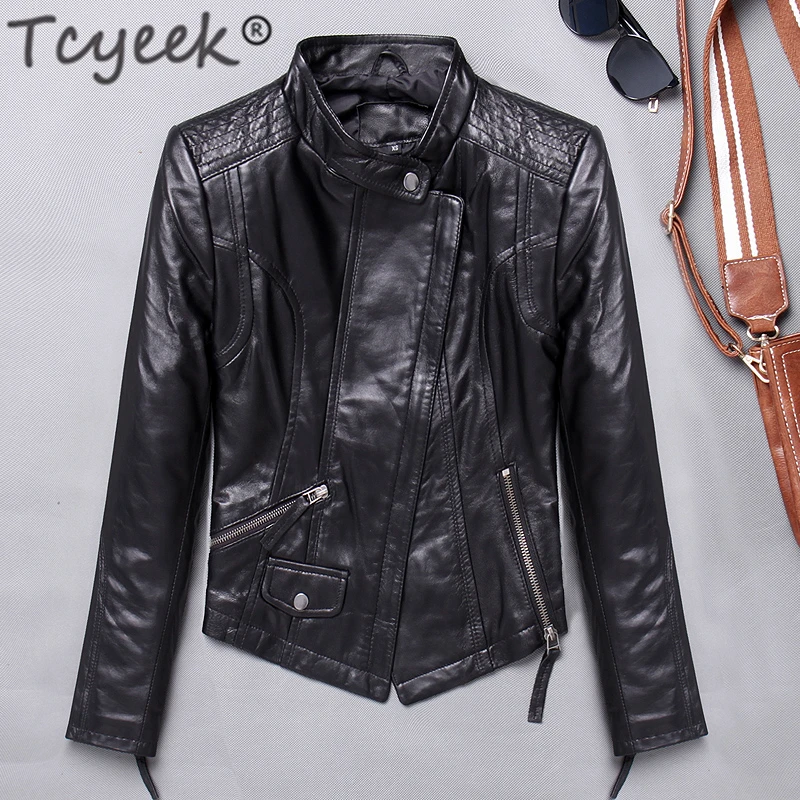 Tcyeek 100% Natural Genuine Leather Jacket Women Winter Spring Sheepskin Coat Female Clothes 2020 Moto Real Leather Jackets 1715
