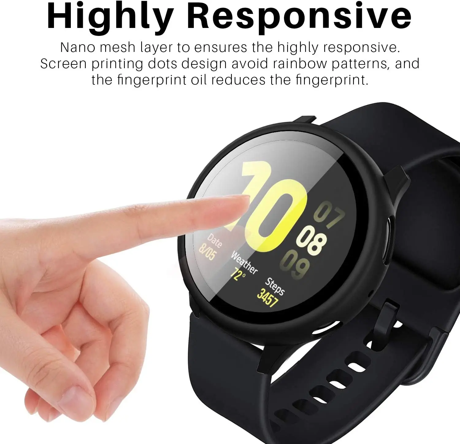 Matte Cover for Samsung Galaxy Watch Active 2 Case 44mm 40mm All Around Coverage Protective Bumpers Glass Screen Protector