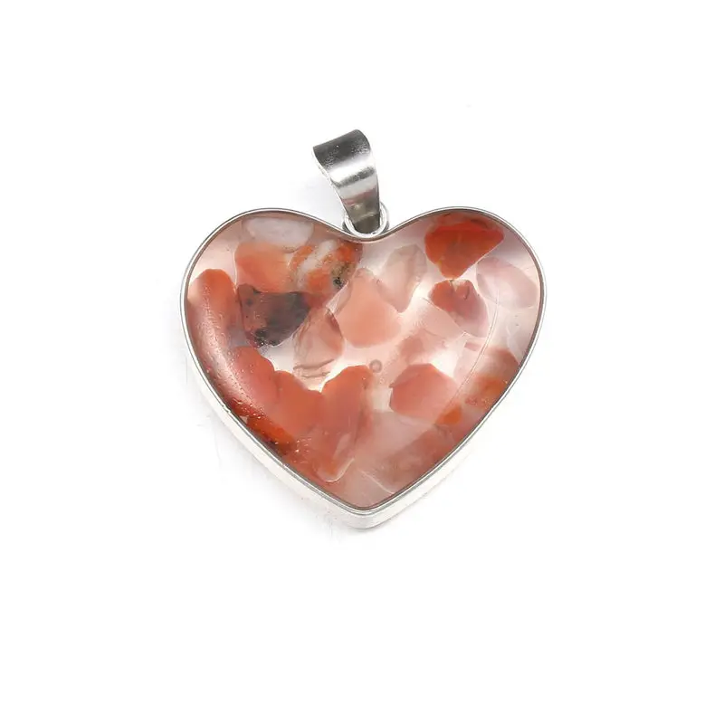 Натуральный Полудрагоценный камень женский кулон на ожерелье в форме сердца