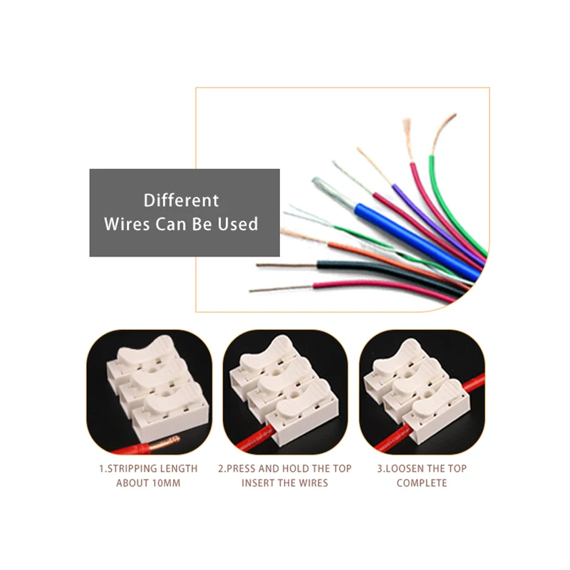 5/10PCS Quick Butt Electrical Splice Cable Connectors Crimp Terminal Block LED Strip Light Spring wiring Connector ZQ-1/2/3 - купить по
