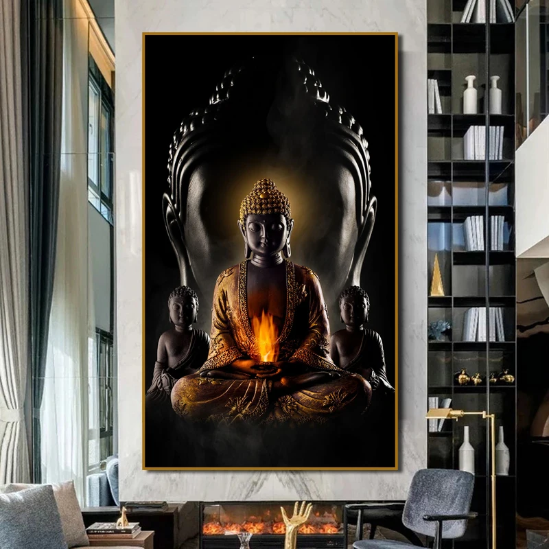 

God Buddha Wall Art Prints Buddha Statue Canvas Painting Buddhism Wall Pictures For Living Room Religious Posters Wall Decor