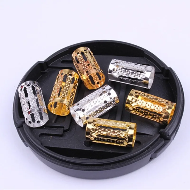 10/20 Pcs/Lot Mix Silver Golden Plated Hair Braid Dread Dreadlock Beads Adjustable Cuff Clip 8mm Clip Metal Tube Lock
